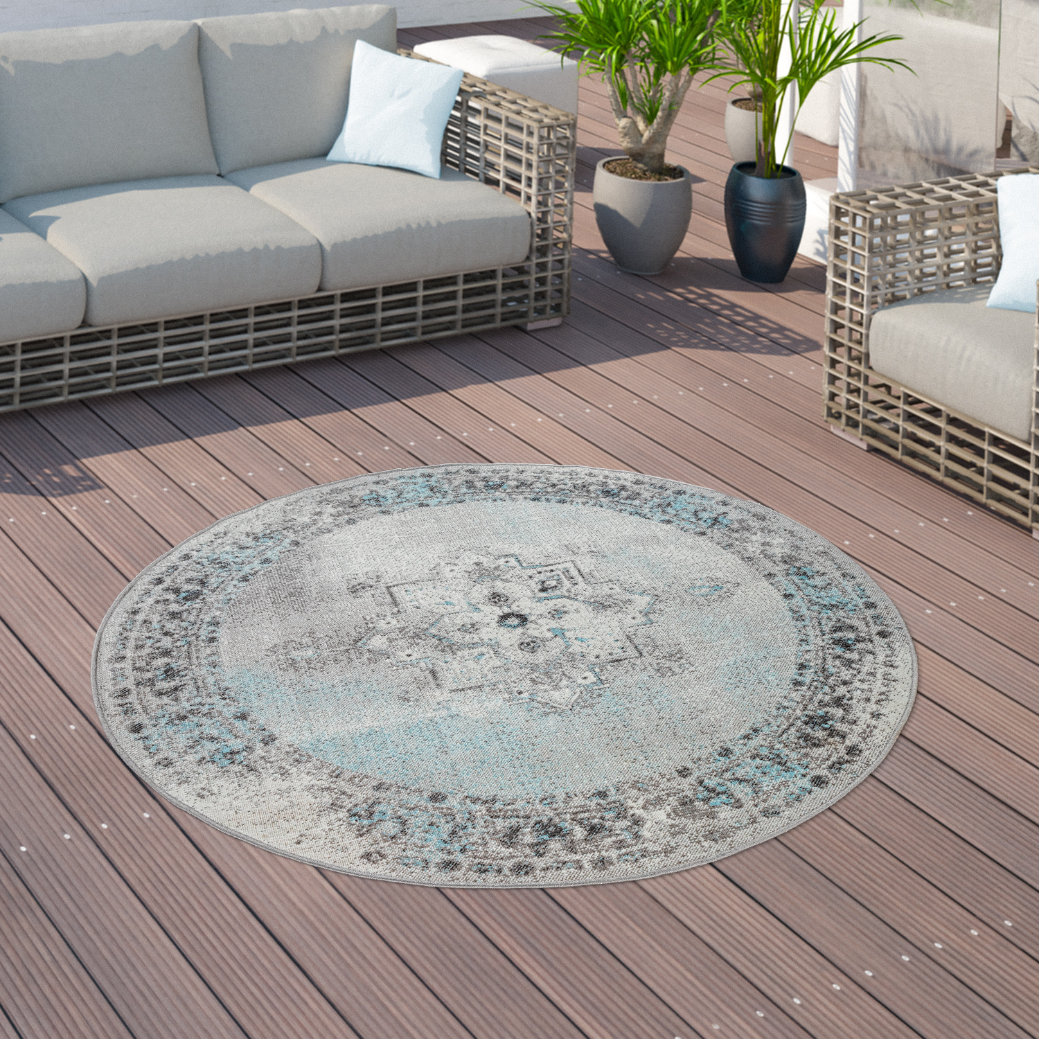 Alfombra Exterior Terraza Balcón Vintage Cocina Motivo