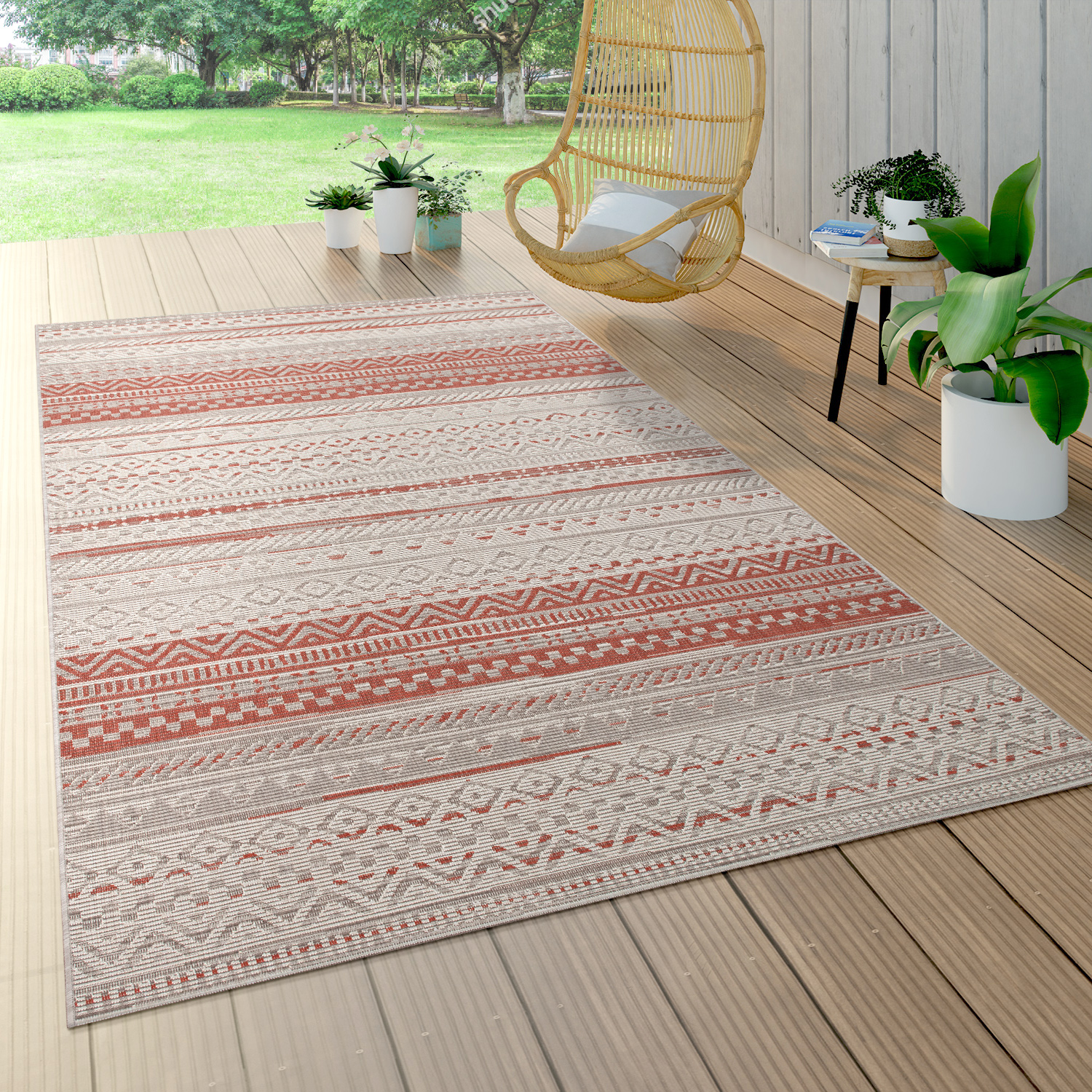 Outdoor Teppich Für Terrasse Und Balkon, Geometrisches Muster, Modern