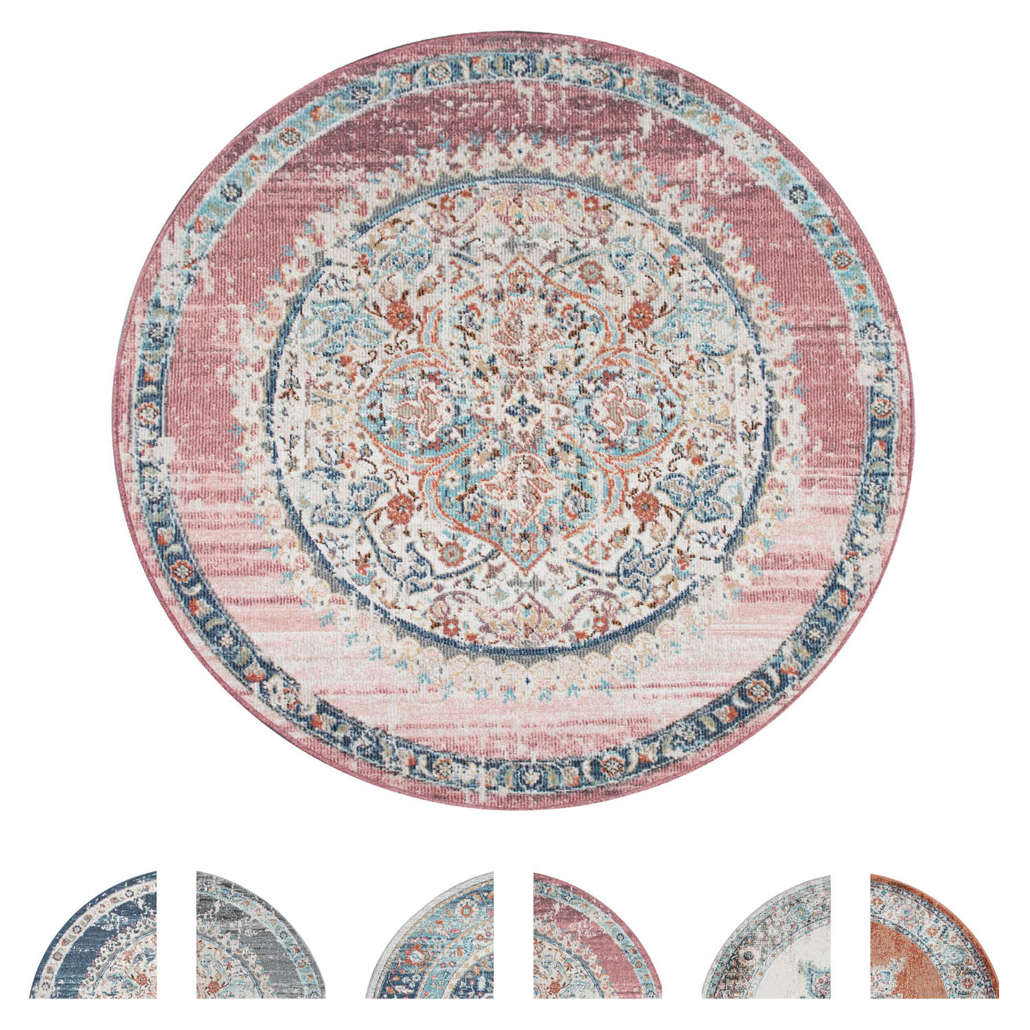 Outdoor Teppich Rund, Balkon Wohnzimmer Küchenteppich Vintage