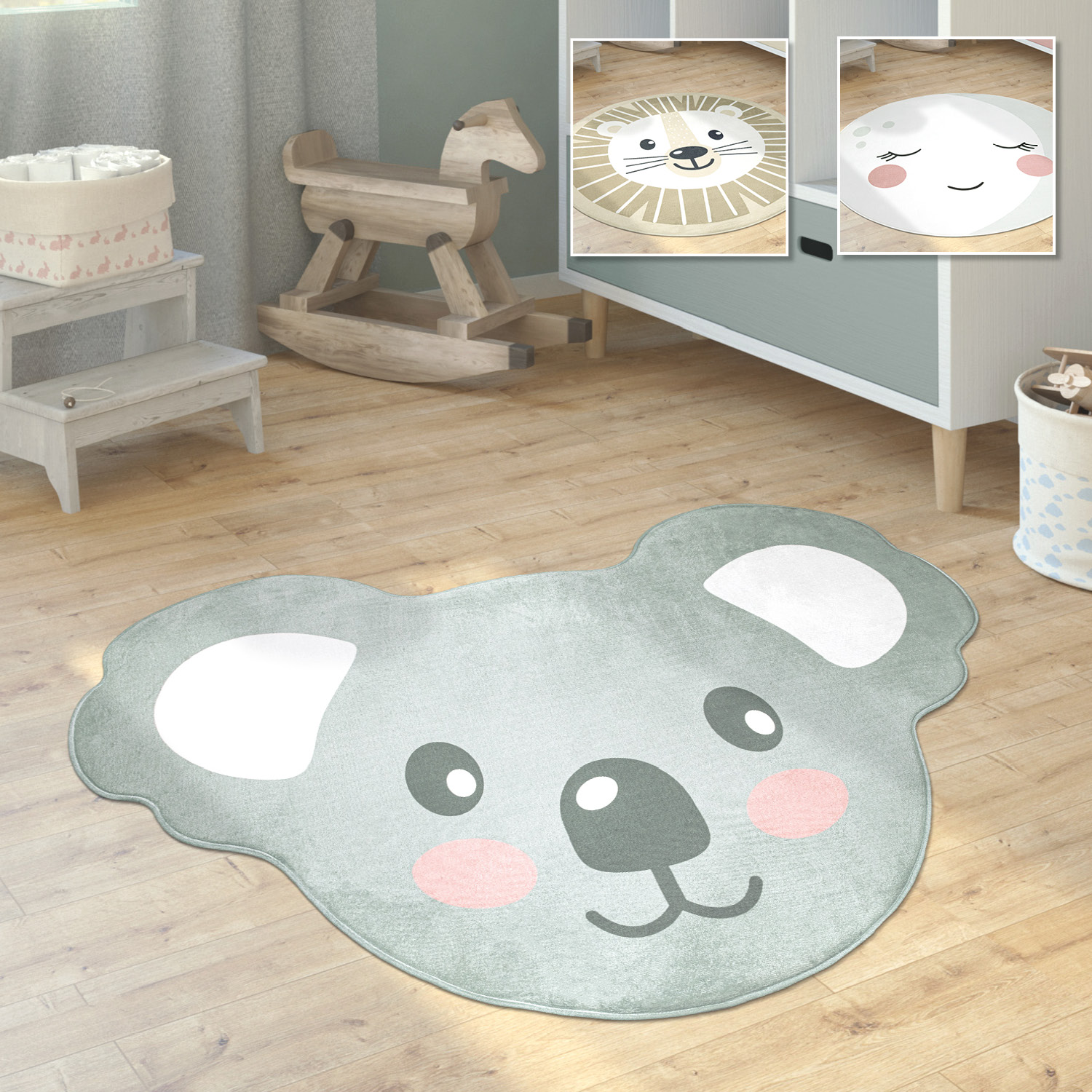 YATOLA Runder Teppich Grau 120cm - Weiche Spielmatte Für Kinderzimmer, Rutschfest Und Waschbar