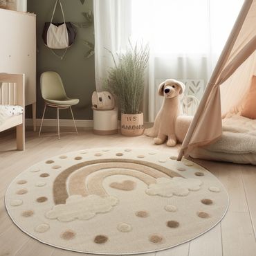 Tappeto Morbido Per Bambini Con Numeri Arcobaleno - Gioco E Apprendimento 120x170 Cm - Crema E Colorato