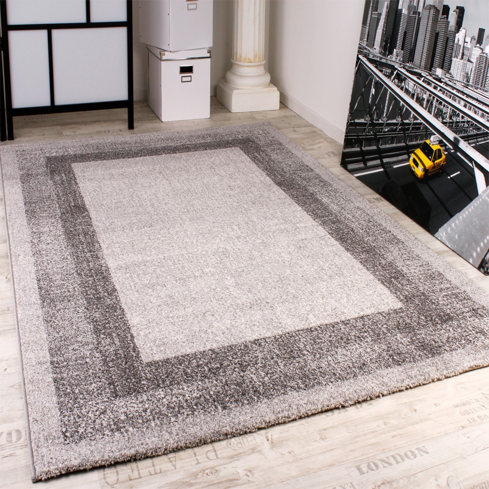 Tappeto di design con bordi tappeto moderno fantasia in grigio ... Tappeti moderni di design