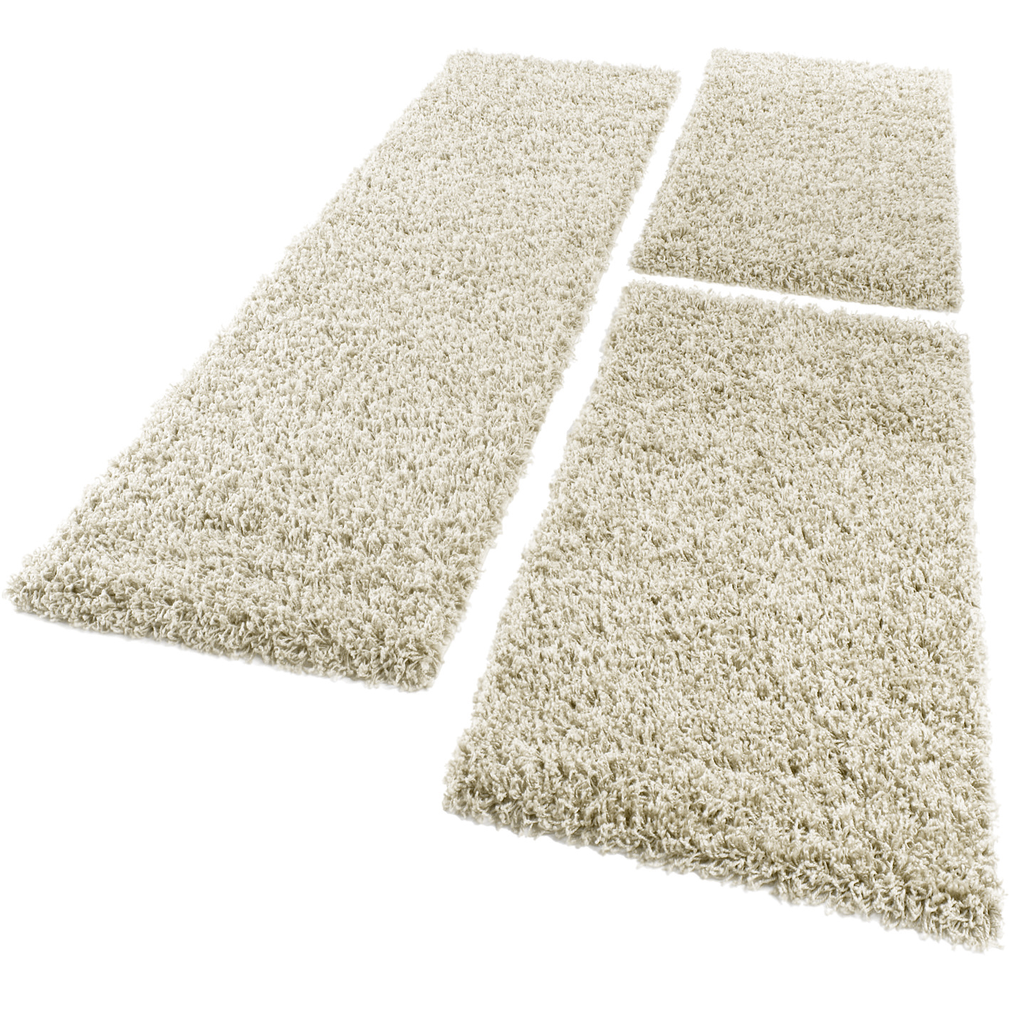 Bettumrandung Läufer Shaggy Hochflor Langflor Teppich in Creme