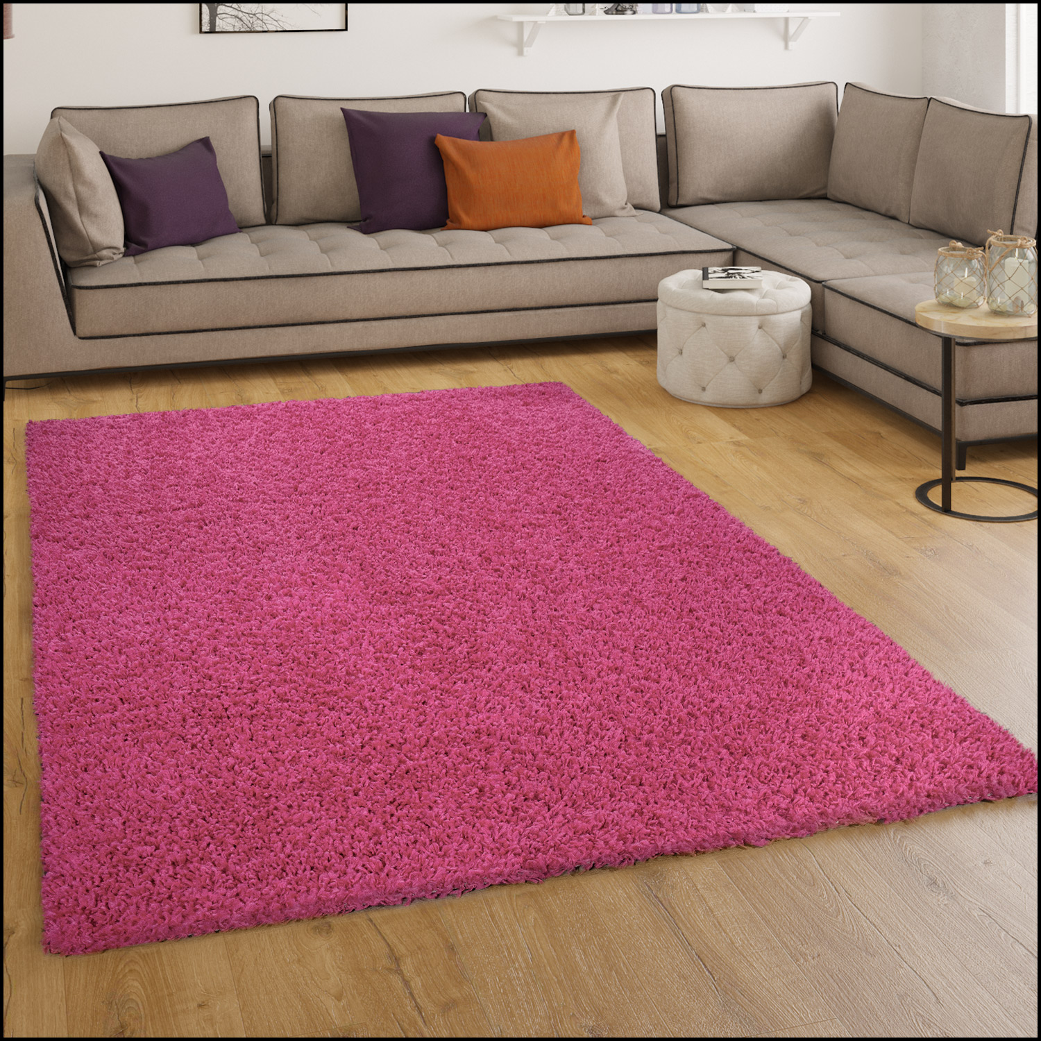 Shaggy Shaggy Long Pile Carpet Sky Monochrome in Pink/Pink/Fuchsia eBay
