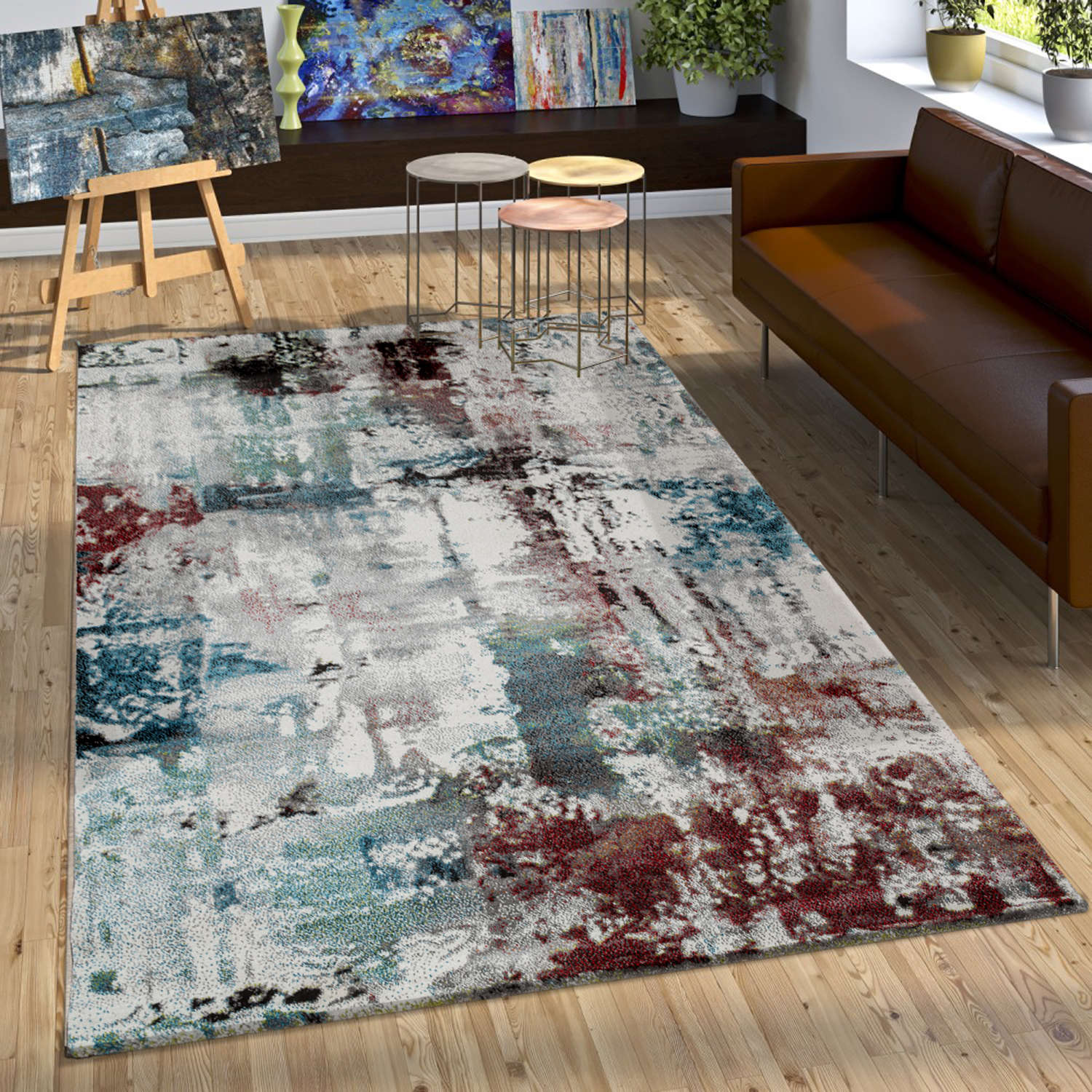 Designer Teppich Modern Leinwand Optik Abstrakt Splash Brushed ... Designer Teppich Modern Leinwand Optik Abstrakt Splash Brushed ...