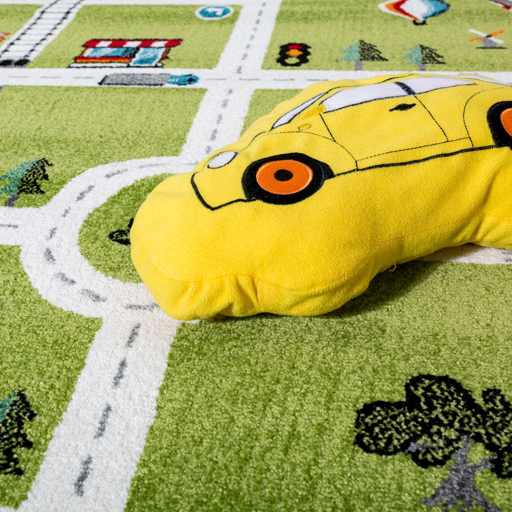 Paco Home Kinderteppich Spielteppich City Hafen Stra/ßenteppich Stadt Stra/ße Grau Gr/ün Gr/össe:160x220 cm