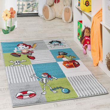 Gr/össe:80x150 cm Paco Home Teppich Kinderzimmer Karo Kinderteppich Mehrfarbig Meliert Rot Pink Gr/ün Blau