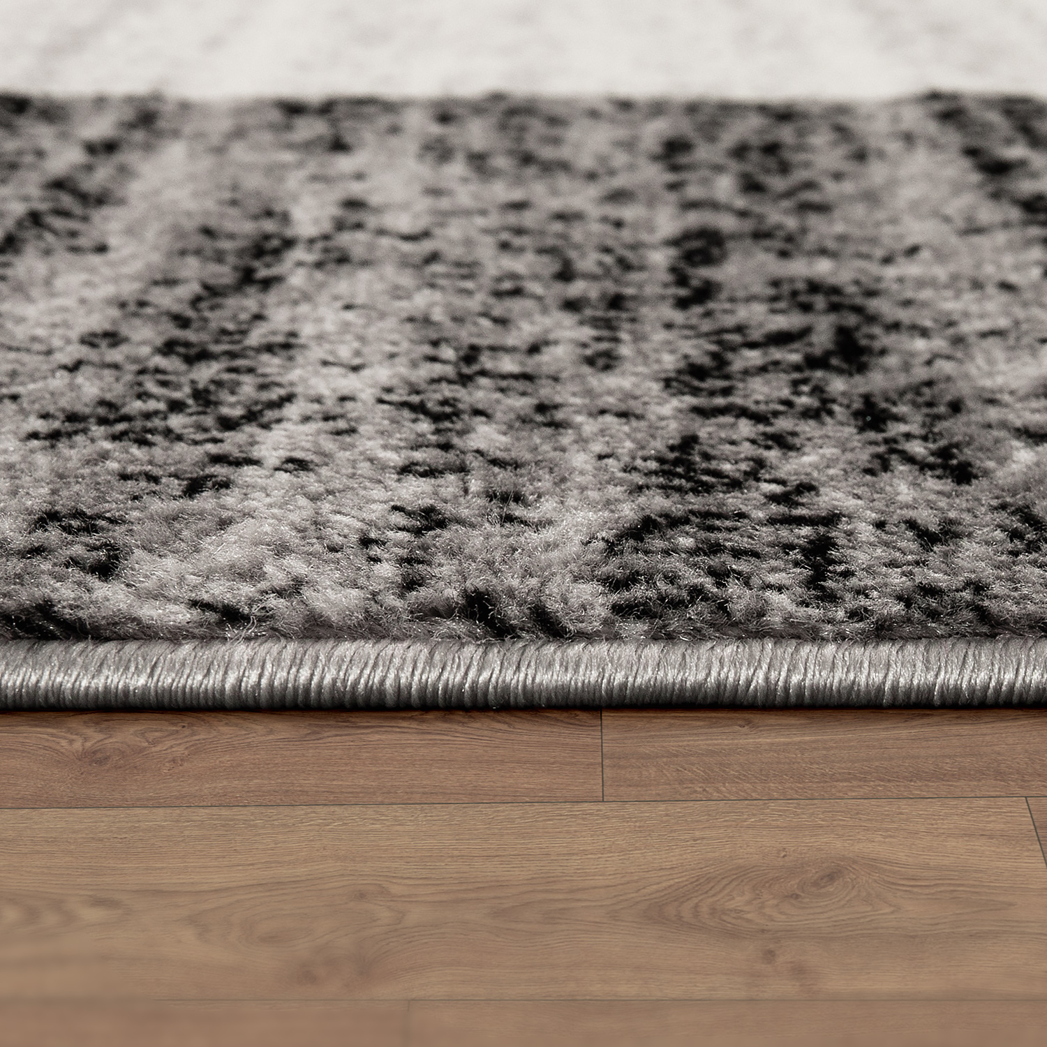 Alfombra Dise/ño Pelo Corto Sal/ón Estampado Cuadros Jaspeado Gris Negro Y Blanco tama/ño:60x100 cm