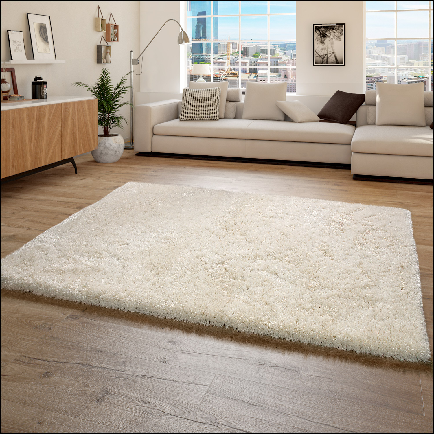 Hochflor Teppich Kuschelig Modern Shaggy Flokati Stil Gemütlich Uni In ...