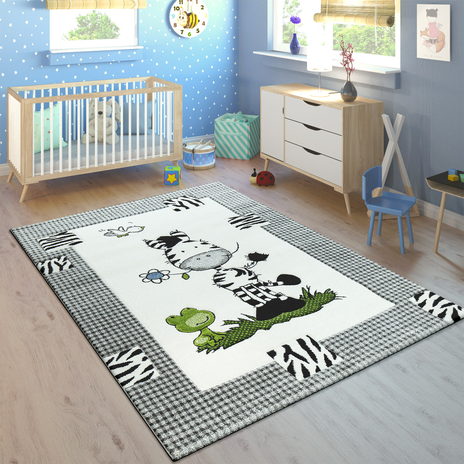 Children's Rug Rainbow Cute Zebra Grey | Rug24