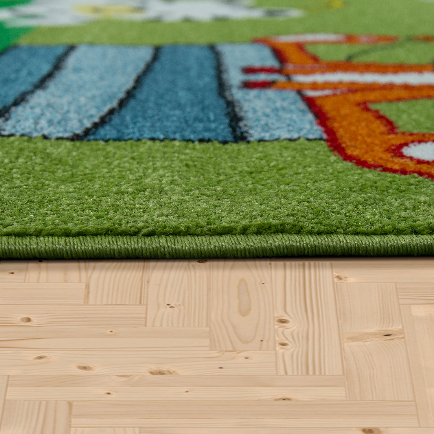 Size:133 cm square Paco Home Childrens Rug Jungle Animals Green