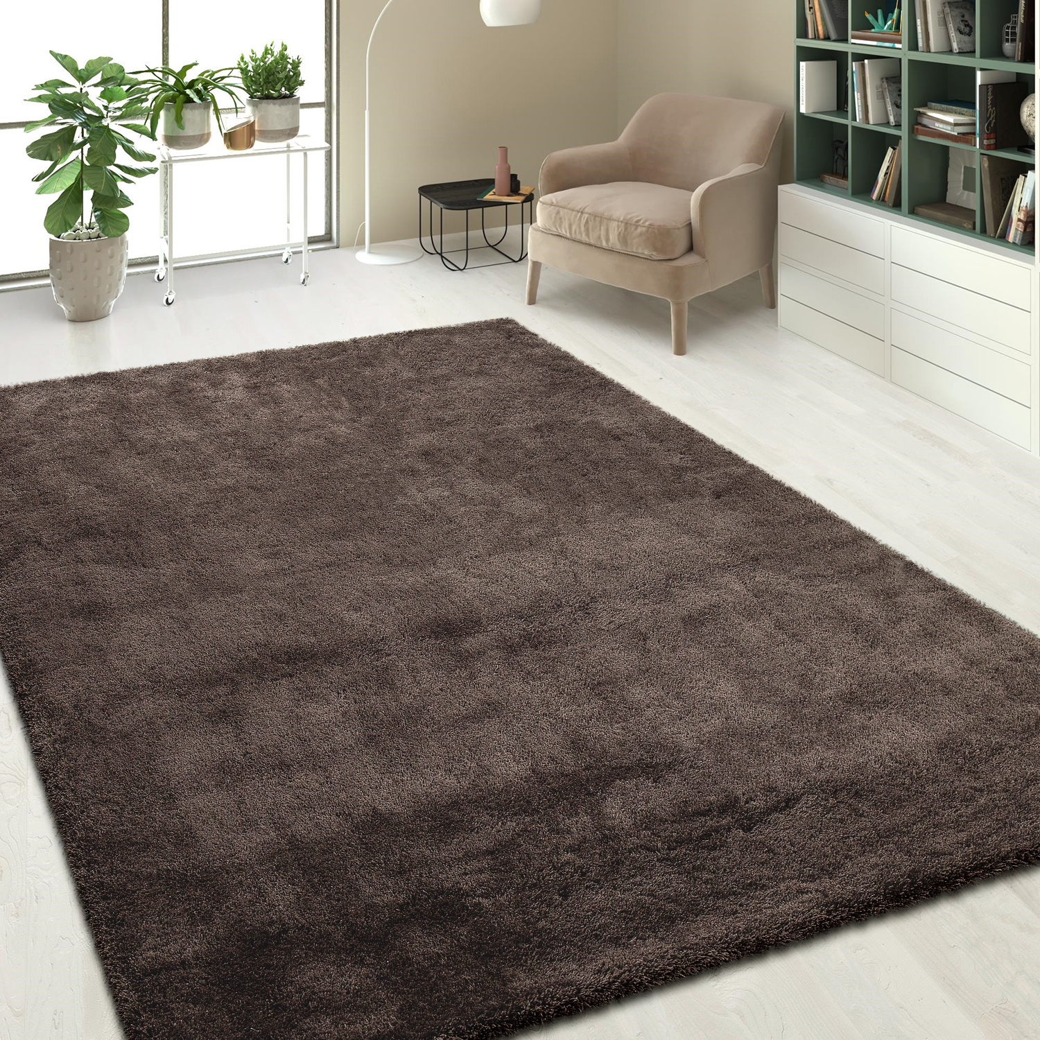 Handgetuftet Hochflorteppich Einfarbig | TeppichCenter24