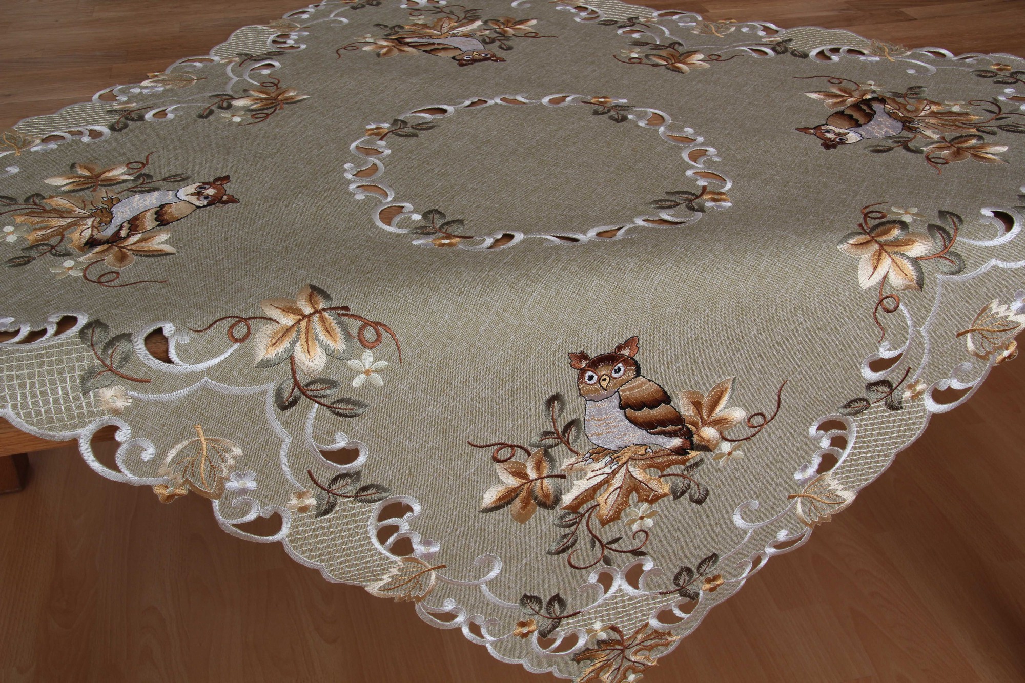 Tischdecke Herbst herbst mitteldecke tischdecke leinen optik gr 252 n beige eule Tischdecke Herbst herbst mitteldecke tischdecke leinen optik gr 252 n beige eule