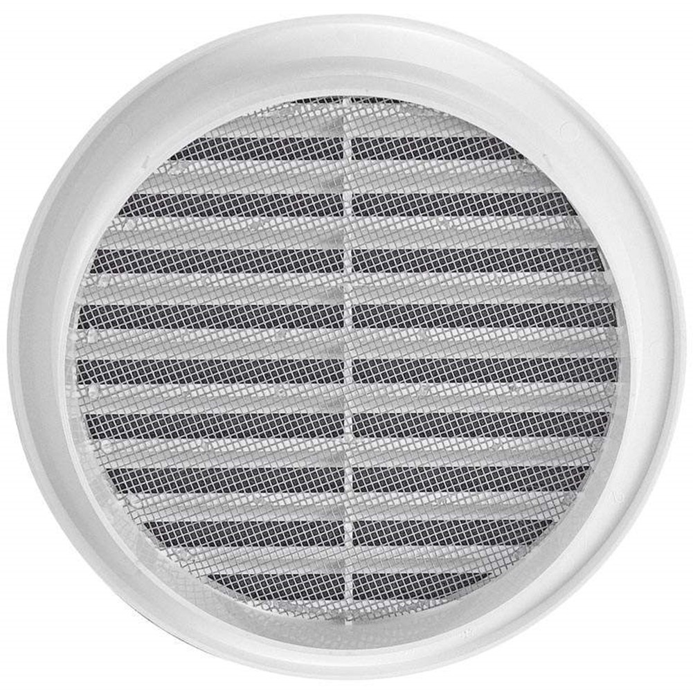 Produktbild von Kunststoff Lüftungsgitter - Abluftgitter - Rund - Mit Flansch/Rohranschluß Und Insektenschutz - Deckmaß: 130 Mm (VM110) (5