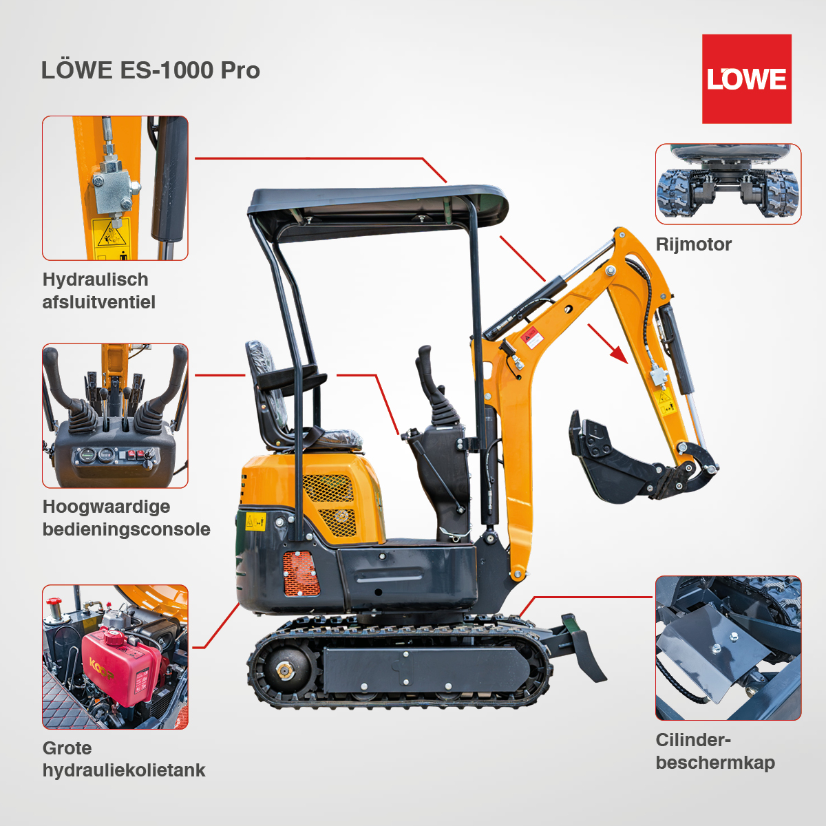 1,0 ton minigraafmachine LÖWE ES-1000 Pro met dieselmotor