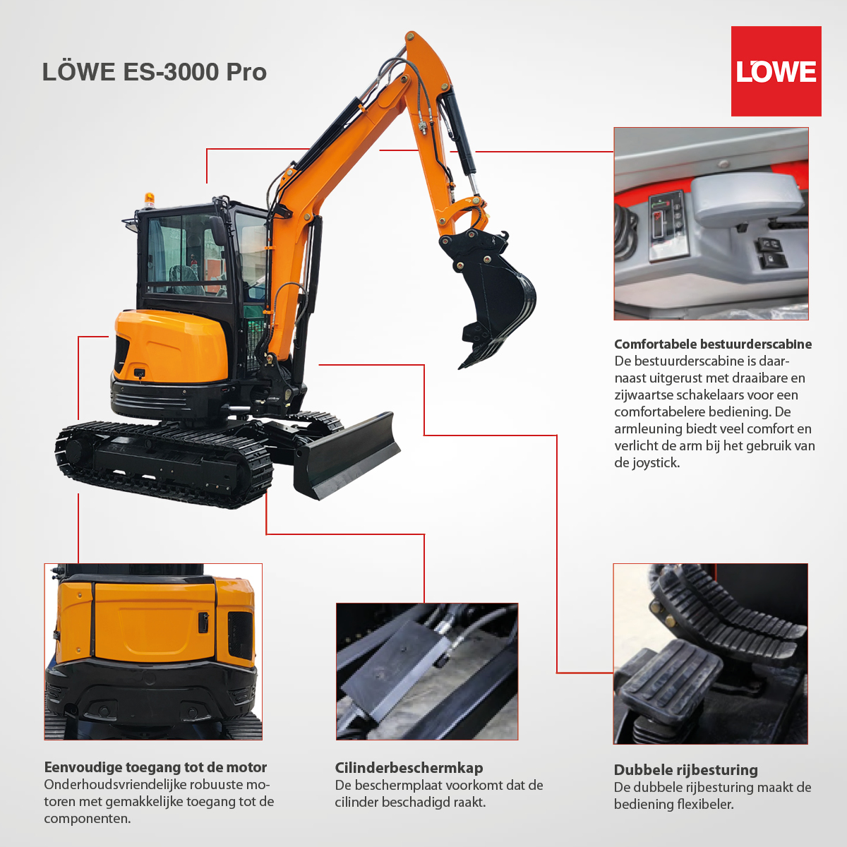 3,0 tons minigraafmachine LÖWE ES-3000 Pro met dieselmotor