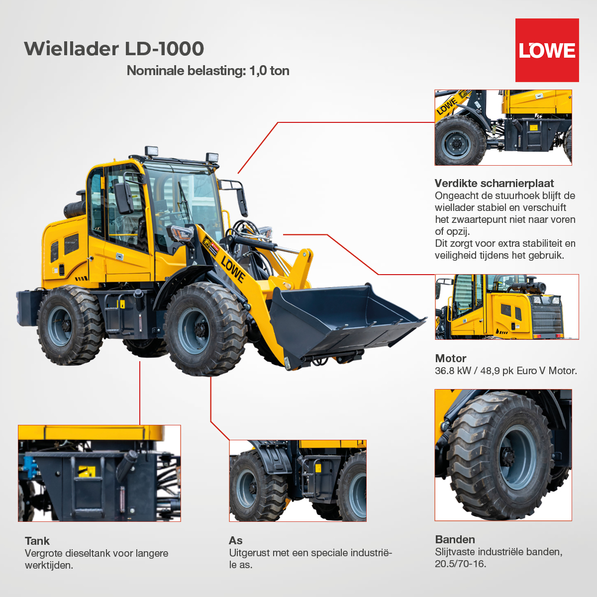 1,0 tons wiellader LÖWE LD-1000 met dieselmotor