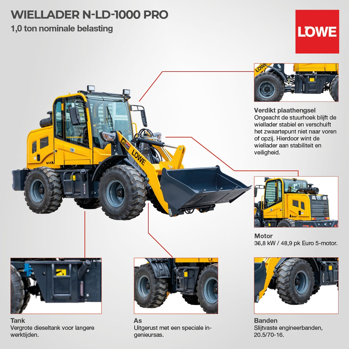 1,0 tons wiellader LÖWE LD-1000 met dieselmotor