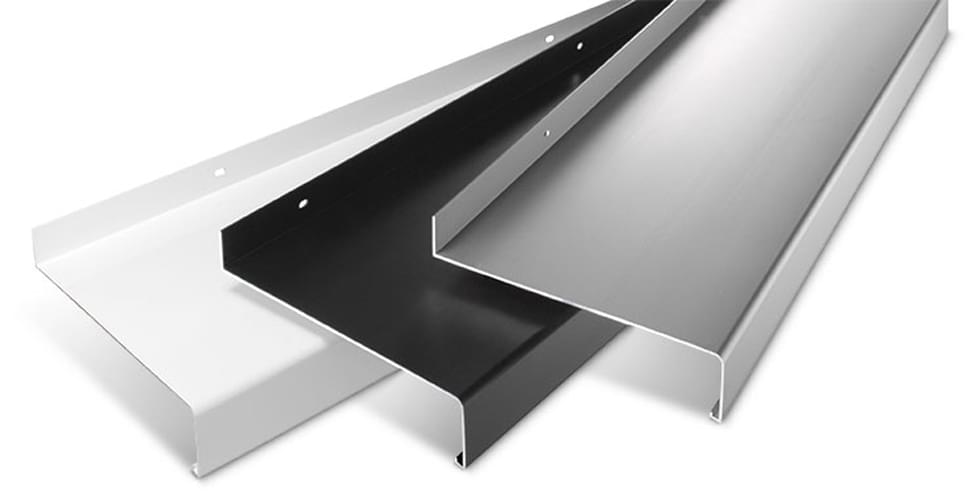 RAL 9016 Farbe:wei/ß Stossverbinder Fensterbank Verbinder Fensterbrett Aluminium ALLE AUSLADUNGEN Ausladung in mm:195