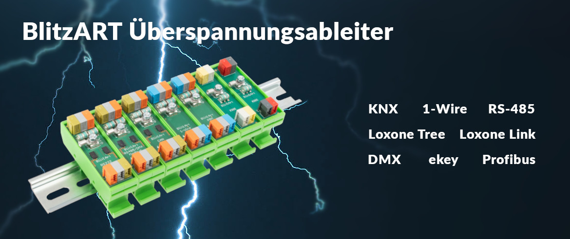 BlitzART Überspannungsableiter KNX 1-WIre RS-485 Loxone Link Tree DMX ekey Profibus