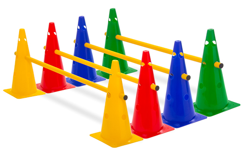 Cone hurdles (set of 5), 4 colours - height: 23 cm