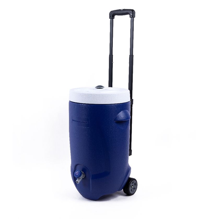 20L Wheeled beverage dispenser - with tap, blue and white