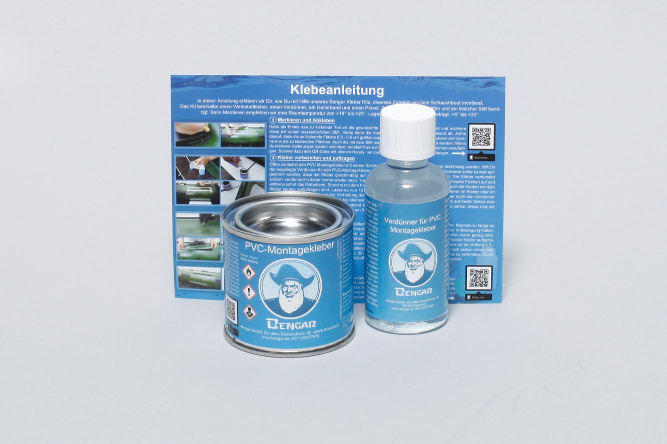 PVC Kleber inkl. Kleberverdünner von Bengar für Schlauchboote aus PVC Bootshaut Kleber fuer reparatur von Schlauchbooten oder zubehör kleben