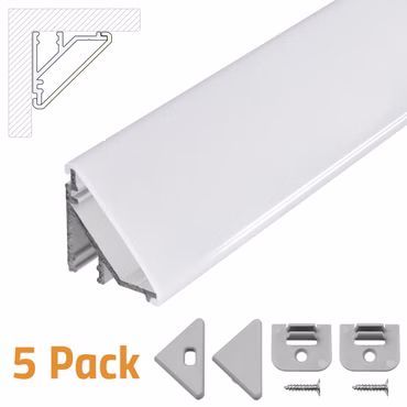 Brollux Profi LED Profil V24, Set 5x100cm, Eckprofil 45° inkl. opaler Abdeckung