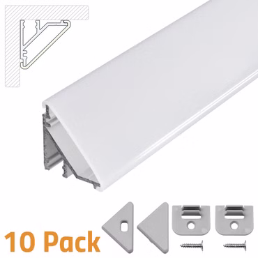 Brollux Profi LED Profil V24, Set 10x100cm, Eckprofil 45° inkl. opaler Abdeckung