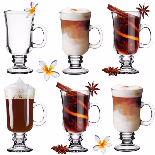PLATINUX Irish Coffee Gläser Set mit Henkel 230ml (6-Teilig) Kaffeeglas Kakao Glas