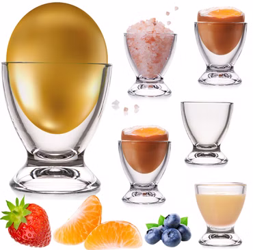 PLATINUX Eierbecher Set aus Glas 6 Teilig Eierständer Frühstück Egg-Cup