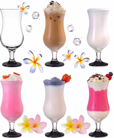 PLATINUX Cocktailgläser Set 6 Stück 400ml (max. 470ml) Longdrinkgläser Bargläser Hurricane Groß (Schwarz)