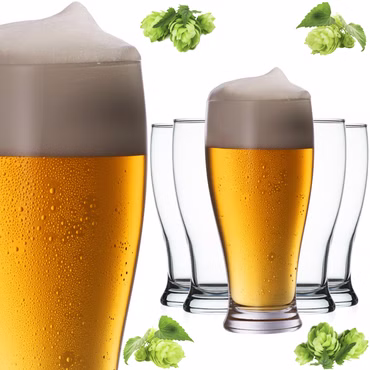 PLATINUX Biergläser Set 6 Teilig 500ml (max. 565ml) Bierseidel aus Glas Bierkrug Weizengläser hohes Bierglas