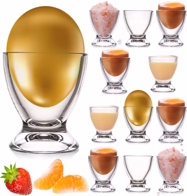 PLATINUX Eierbecher Set aus Glas 12-Teilig, Eierständer Frühstück Egg-Cup
