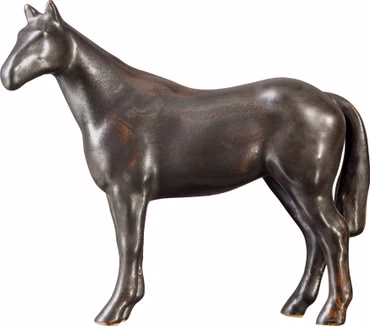 PLATINUX Keramikfigur Stehendes Pferd 13x3,5x11cm Keramik mit Metalik Optik Handarbeit Dekoration