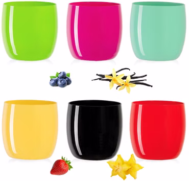 PLATINUX Bunte Elegante Trinkgläser 260ml (max. 310ml) Set 6 Teilig Wassergläser Saftgläser