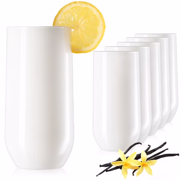PLATINUX Elegante Weiße Trinkgläser aus Glas 360ml (max. 440ml) Set 6 Teilig Wassergläser