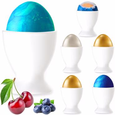 PLATINUX Weiße Eierbecher Set aus Glas 6-Teilig Eierständer Frühstück Egg-Cup 35ml Likörgläser 