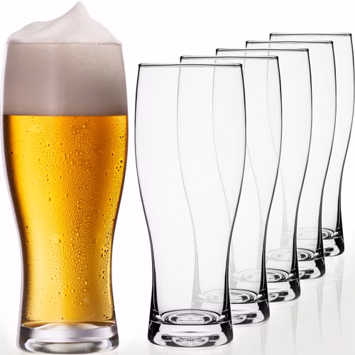 PLATINUX Biergläser 500ml (max. 640ml) Set 6-Teilig Bierseidel Weizengläser 0,5L Glas