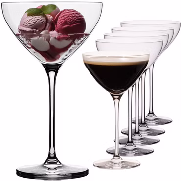 IMPERIAL Martini Gläser Set 6 Stück – 330ml Cocktailgläser aus Crystalline Glas Spülmaschinenfest