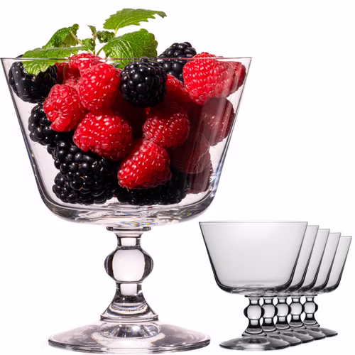 IMPERIAL Dessertschale 380ml 6er Set – Schüssel mit Fuß aus Crystalline Glas spülmaschinenfest "Vintage"