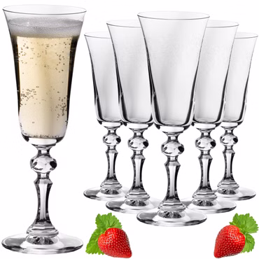 IMPERIAL glass Stilvolle Sektgläser mit Ornament Verzierung 180ml "Vintage" Set 6-Teilig Sektkelche aus Crystalline Glas