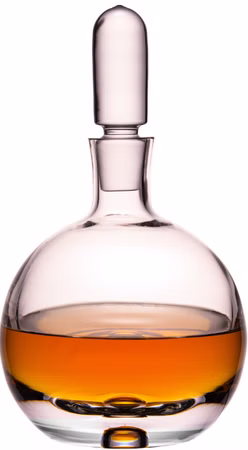 IMPERIAL Likörkaraffe aus Crystalline Glas 600ml kugelförmige Spirituosen Karaffe mit Glasstopfen und Luftblase im Boden Handmade "Lissabon"