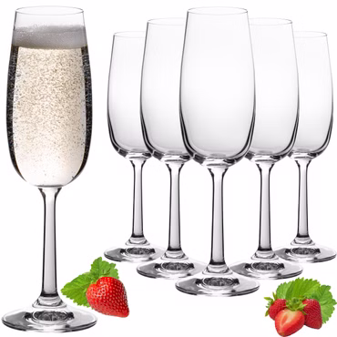 PLATINUX Sektgläser 150ml (max. 180ml) Sektkelche aus Crystalline Glas Set 6-Teilig Spülmaschinenfest