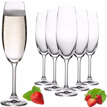 PLATINUX Sektgläser 170ml (max. 200ml) Sektkelche aus Crystalline Glas Set 6-Teilig Spülmaschinenfest