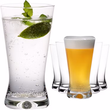 PLATINUX Trinkgläser 300ml Biergläser X-Form Set 6-Teilig aus Glas Serie "CrossLine" Spülmaschinenfest