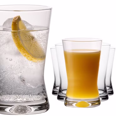 PLATINUX Trinkgläser 200ml X-Form Set 6-Teilig Saftgläser aus Glas Serie "CrossLine" Spülmaschinenfest