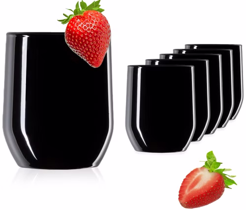 PLATINUX Schwarze Elegante Trinkgläser 300ml (max. 330ml) aus Glas Set 6 Teilig Wassergläser 