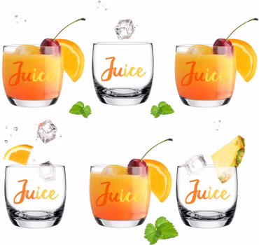 PLATINUX Elegante Trinkgläser mit Juice-Print 260ml (max. 310ml) Set 6 Teilig aus Glas