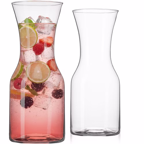 PLATINUX Karaffen 600ml (max. 1100ml) aus Glas 2 Stück Wasserkaraffe Getränkekaraffe 